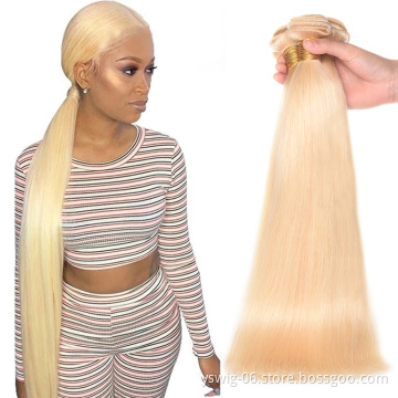 XCCOCO Cuticle Aligned Raw Virgin Straight Hair Ombre 613 Blonde Human Hair Bundles with Closure